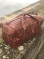 Vintage Echt Leder Reisetasche Braun weekender Koffer Leather Travel Bag