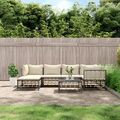 vidaXL 7-tlg. Garten-Lounge-Set mit Kissen Anthrazit Poly Rattan