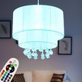 RGB LED Textil Decken Pendel Leuchte dimmbar FERNBEDIENUNG Kristall Hänge Lampe