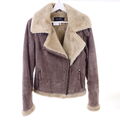 OAKWOOD Jacke Lederjacke Echtleder Fake Fur Beige Gr. XL 