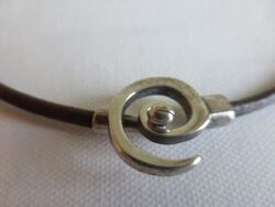 Vintage  Surferkette 835 Silber Verschluss mit Lederband