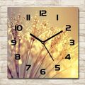 Wanduhr Echt-Glas-Küchenuhr 30x30 Deko Bilder-Motiv: Pusteblume Beige