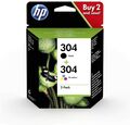 HP 304 Multipack Original Druckerpatronen (Schwarz, Farbe) für HP DeskJet , 2er 