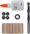 Bosch Holzdübel-Set, 27tlg, 10mm, 40mm Kleber,Dübel,Holzbohrer,Dübelzentrierstif