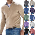 Herren Warm Pullover Sweater Strickpullover Pulli Stehkragen Zip Langarmshirt