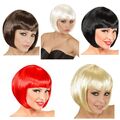 Perücke Chanel Kurzhaar Bob Charleston Wig Rot Schwarz Braun Blond  Weiß Disko