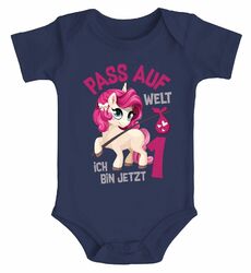 Babybody erster Geburtstag Einhorn Pass auf Welt ich bin jetzt 1 Jahr Geschenk