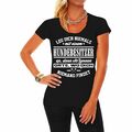 Frauen T-Shirt Leg dich niemals mit einem HUNDEBESITZER an Spruch Spaß Dog 