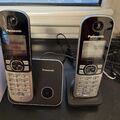 Panasonic KX-TG6812 Duo DECT GAP Schnurloses Telefon - Schwarz/Silber- gebraucht