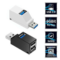 Mini 3 Port USB 3.0 HUB Verteiler Adapter für PC Laptop Macbook Notebook Schnell