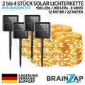 2-4 LED Solar Draht Lichterkette IP65 Sommer Außen Garten 12/22m Warmweiß Party