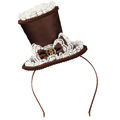 Steampunk Mini-Zylinder Viktorianischer Haarreifen Damen Fascinator mit Spitze