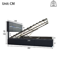 Polsterbett 140x200 cm Doppelbett Bettkasten Stauraumbett mit Lattenrost und LED