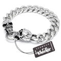 Totenkopf Panzer-Armband Ringverschluss 316L Edelstahl silber Skull Bikerarmband