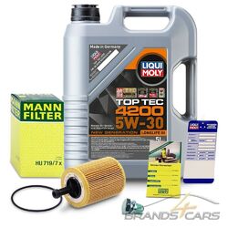 MANN ÖLFILTER+5L LIQUI MOLY TOP TEC 4200 5W-30 +SCHRAUBE+DICHTUNG 31912169# # # INKL. LIQUI MOLY ÖLWECHSEL ANHÄNGER # # #