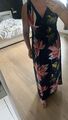 Maxikleid Sommerkleid ohne Ärmel dunkelblau mit rosa Blumen Gr. M