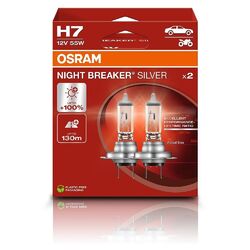 OSRAM NIGHT BREAKER® SILVER H7 HALOGEN SCHEINWERFERLAMPE 12V #+100% MEHR HELLIGKEIT - 64210NBS-2HB - DUOBOX#