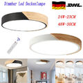 24/48W LED Deckenlampe Deckenleuchte Dimmbar Holz Wohnzimmer Leuchte Blendfrei