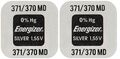 2x Energizer 371/370 Uhrenbatterie Knopfzelle 371 370 V371 SR69 SR920SW SR920