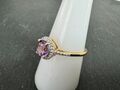 925 Silber Ring Amethyst 7 mm + 32 x Zirkon weiß Gr 19 (60)