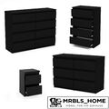 Kommode mit 2-8 Schubladen Sideboard Schubladenschrank Klamotenschrank (Schwarz)