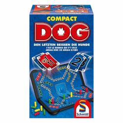 Schmidt Spiele DOG, Compact, Familienspiel Brettspiel Kartenspiel bis 4 Spieler