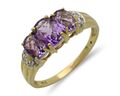 Natürlicher Diamant & Amethyst Damenring 2,24 kt Edelstein 10k massivgold Größe 9,0