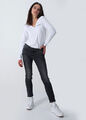 Miracle of Denim Jeans Hose Damen Regular High Fit Rea in Sponge Black Stretch