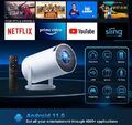 Mini Beamer 4K UHD Heimkino Projektor LED 5G WiFi Bluetooth Android Taschenkino