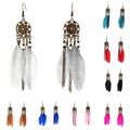 Feder Ohrringe Earring Boho Vintage Ohrhänger Indianer Look in 8 Farben