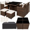 Polyrattan Sitzgarnitur Gartenmöbel Alu Sitzgruppe Cube Lounge Set 4Stühle Tisch