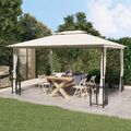 Pavillon mit Seitenwänden & Doppeldach 3x4 m Creme