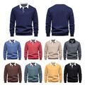 Herren Polokragen Pullover Sweatshirt Poloshirt Casual Polohemd Kapuzenpullover