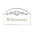 Wellnessoase Wellness Spa Türschild Schild Holz graviert Ornamente selbstklebend