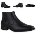 Klassische Herren Boots Elegante Leder-Optik Business Stiefeletten 813544