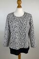 GERRY WEBER Damen Gr. 40-42 Pullover Sweater schwarz weiß Animal Strick 9C3