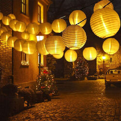 Solar LED Lichterkette Lampions Laterne Außen Beleuchtung Garten Party Lampion