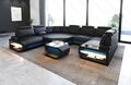 Sofa Wohnlandschaft Leder Couch Ledersofa Luxus Schwarz Blau Asti U Form Mini