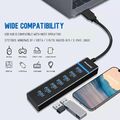 7 Ports Hub USB 3.0 Mehrere Adapter Verlängerungskabel mit Ladegerät 