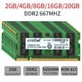 20GB 16GB 8GB 4GB 2G DDR2 667MHz PC2-5300S 200Pin Laptop Speicher für Crucial DE