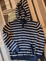 Strickpullover Pullover Hoodie Streifen BLAU/WEISS Gr. 122/128 wie Neu