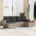  Gartenmöbel Sofa Garnitur Lounge Sitzgruppe 6-tlg. Hellgrau Poly Rattan vidaXL