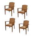 4x KONWAY® MAUI Stapelsessel Braun Premium Polyrattan Garten Sessel Stuhl Set