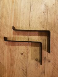 Pair of Scaffold Board Shelf Brackets. Black Powder Coated. Handmade in UK. (x2)