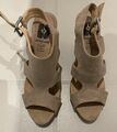 Damen Sandalen mit Keilabsatz Creme/Beige Gr.38