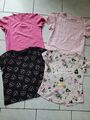 Paket Set 4 Stück T-Shirt Gr. 146 / 152 Sommer Mädchen Kurzarm rosa weiß schwarz