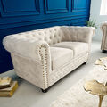 Chesterfield 2er Sofa 150cm Samt champagner inkl. Federkern 2-Sitzer Couch