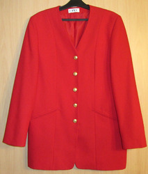 TRENDY MARKEN DAMEN JACKETT SAKKO BLAZER KURZJACKE ROT GOLDFARBENE KNÖPFE Gr. 38