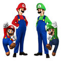 Kinder Jungenkostüme Cosplay Super Mario Luigi Bruder Jumpsuit Karneval Fasching