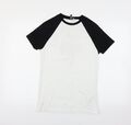ASOS Damen-T-Shirt weiß Baumwolle Basic Größe 2XS runder Ausschnitt